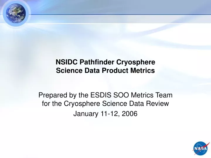 nsidc pathfinder cryosphere science data product metrics