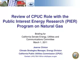 Review of CPUC Role with the  Public Interest Energy Research (PIER) Program on Natural Gas