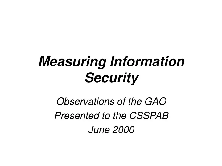 measuring information security