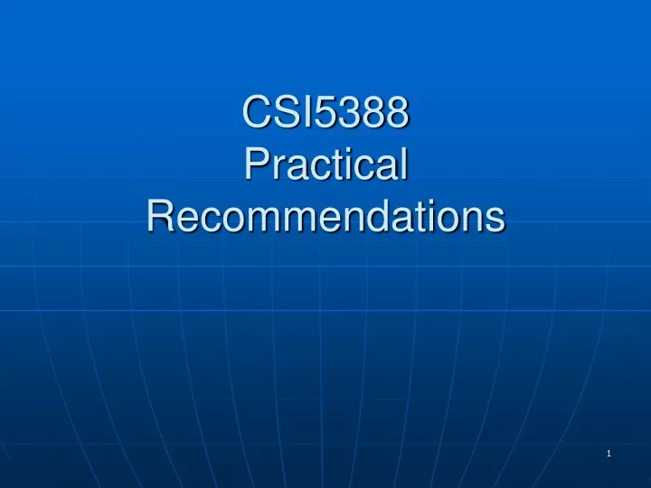csi5388 practical recommendations
