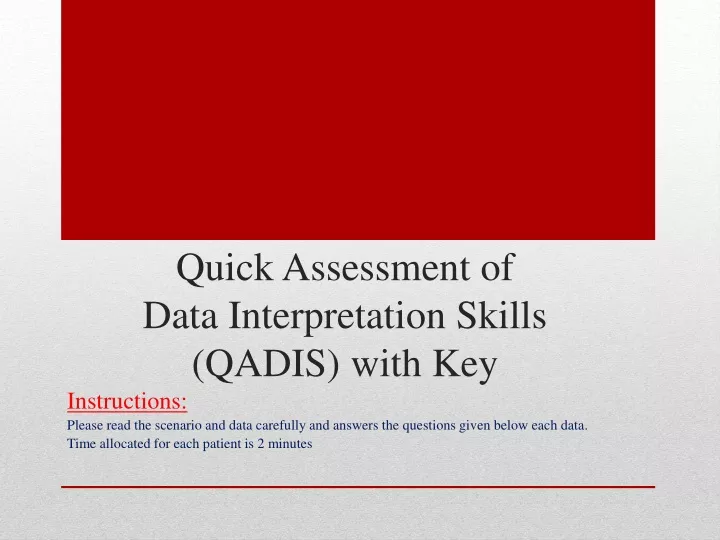 quick assessment of data interpretation skills qadis with key