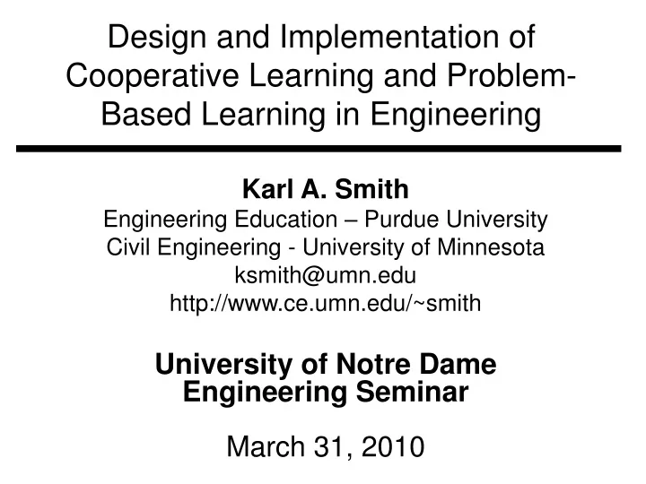 design and implementation of cooperative learning and problem based learning in engineering