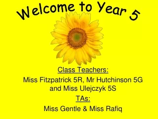 Class Teachers: Miss Fitzpatrick 5R, Mr Hutchinson 5G and Miss U lejczyk  5S TAs:
