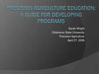 Precision Agriculture Education: A Guide for Developing Programs