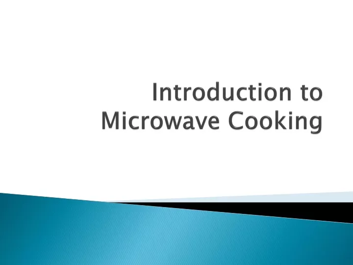 introduction to microwave cooking