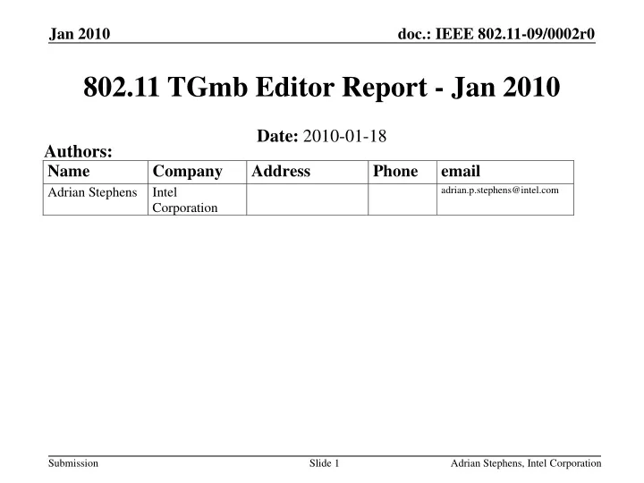 802 11 tgmb editor report jan 2010