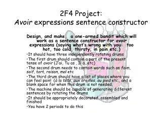 2F4 Project: Avoir  expressions sentence constructor