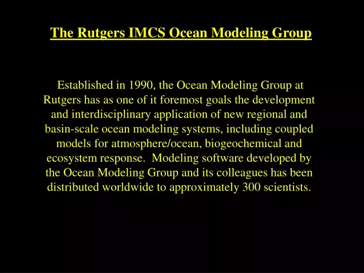 the rutgers imcs ocean modeling group