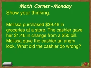 Math Corner-Monday