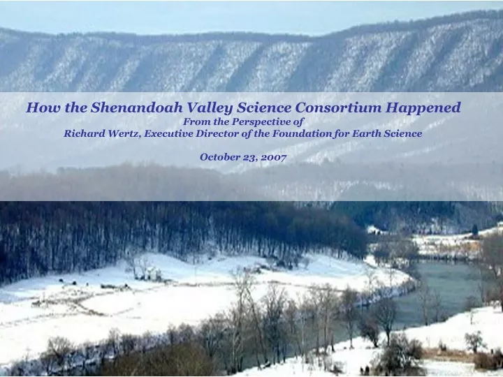 how the shenandoah valley science consortium