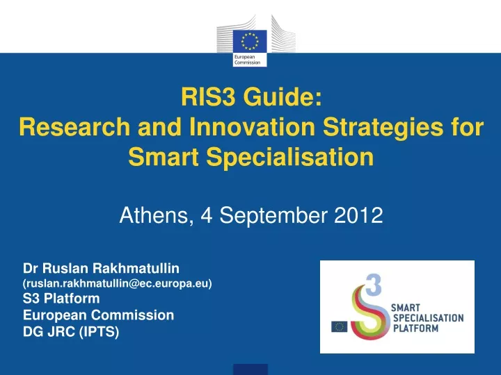 ris3 guide research and innovation strategies for smart specialisation athens 4 september 2012