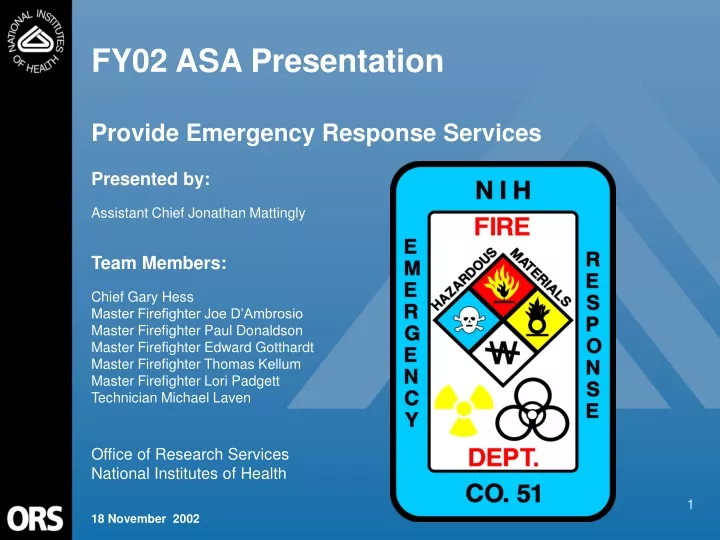 fy02 asa presentation provide emergency response services