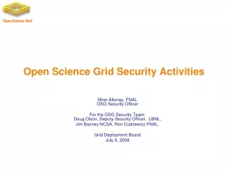 Open Science Grid Security Activities
