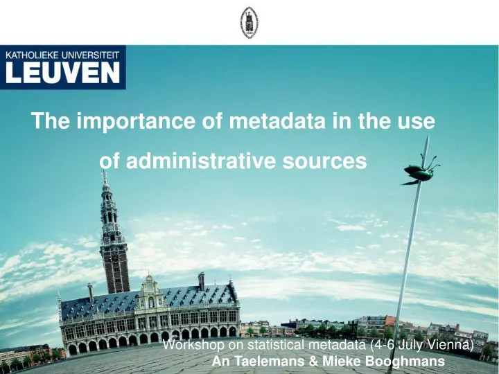 the importance of metadata in the use of administrative sources