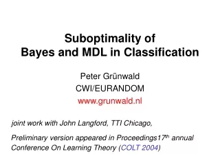 Suboptimality of  Bayes and MDL in Classification