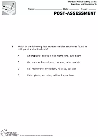 Plant and Animal Cell Organelles Organisms and Environments