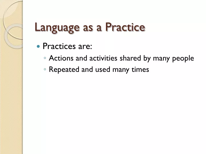 language as a practice