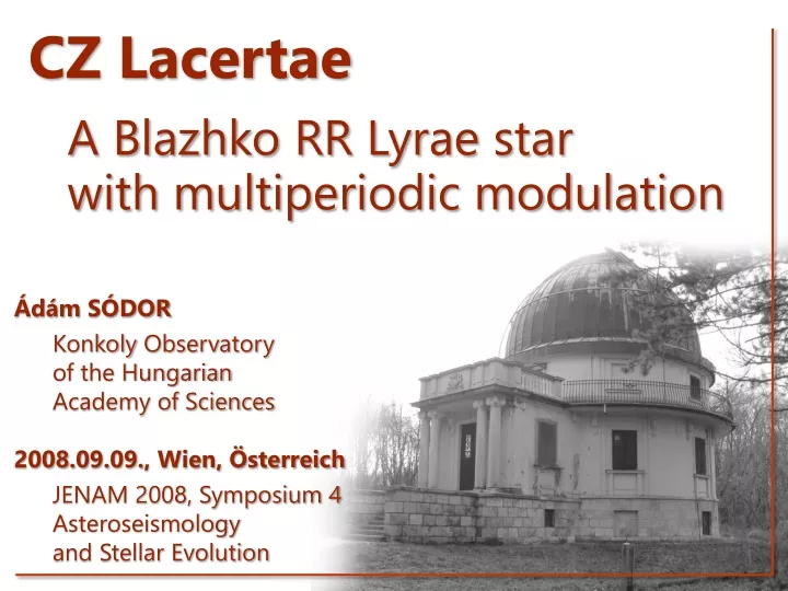 cz lacertae a blazhko rr lyrae star with