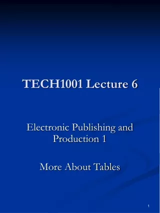 TECH1001 Lecture 6
