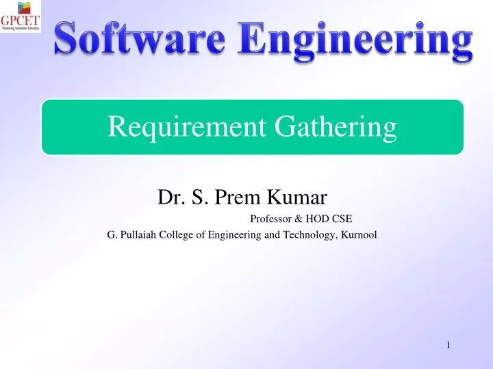 dr s prem kumar professor hod cse g pullaiah college of engineering and technology kurnool