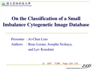 On the Classification of a Small Imbalance Cytogenetic Image Database