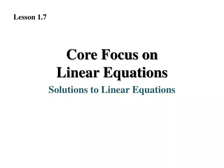 core focus on linear equations