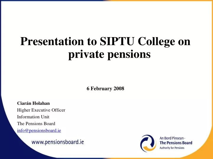 presentation to siptu college on private pensions