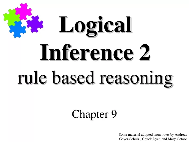 logical inference 2 rule based reasoning