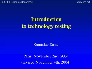 Introduction  to technology testing