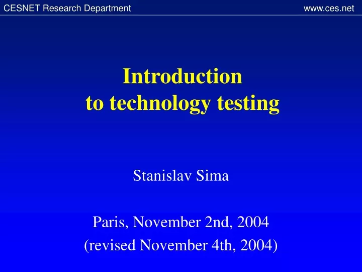 introduction to technology testing