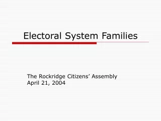 Electoral System Families