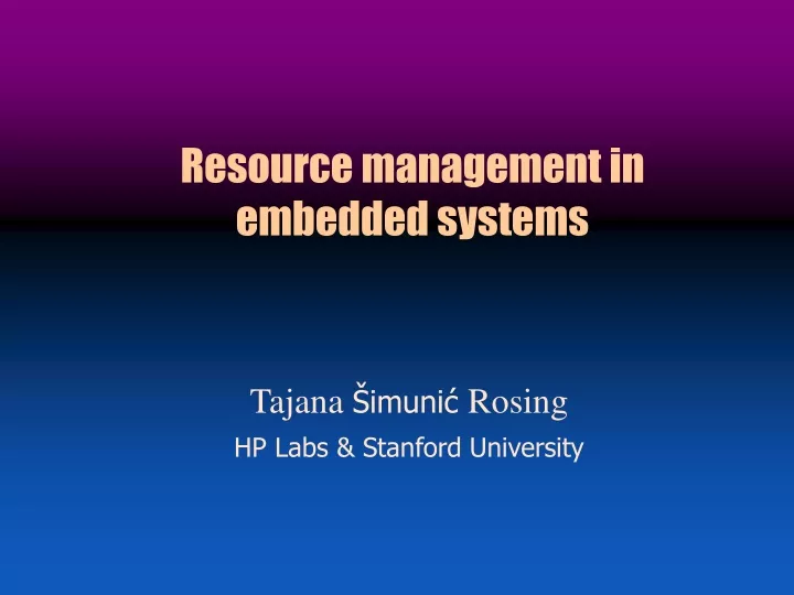 resource management in embedded systems