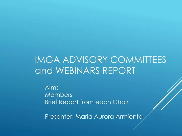 imga advisory committees and webinars report