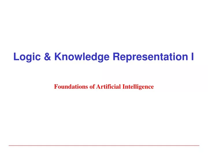 logic knowledge representation i