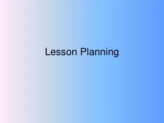 Lesson Planning