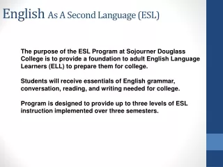 English  As A Second Language (ESL)