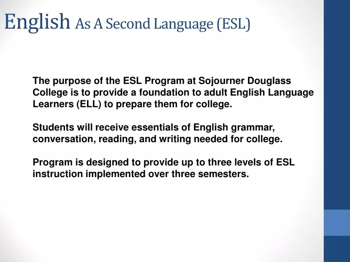 english as a second language esl
