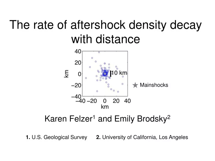 the rate of aftershock density decay with distance