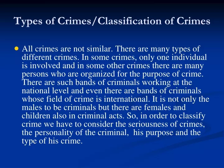 types of crimes classification of crimes