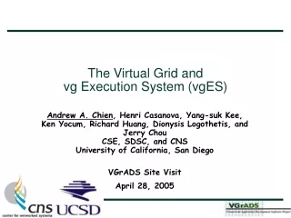 The Virtual Grid and  vg Execution System (vgES)