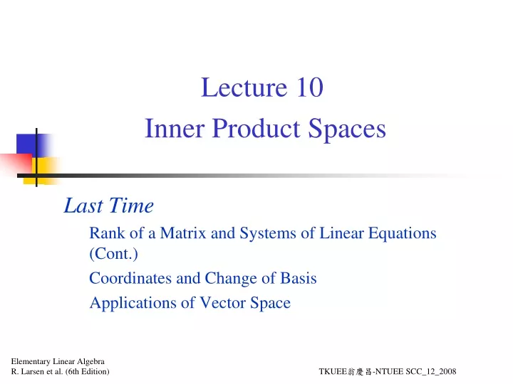 lecture 10 inner product spaces