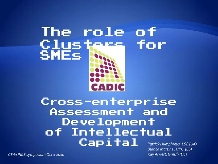 the role of clusters for smes
