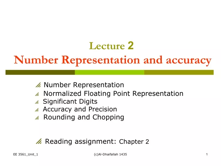 lecture 2 number representation and accuracy
