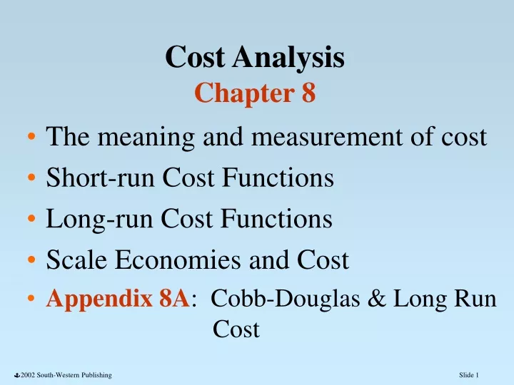 cost analysis chapter 8