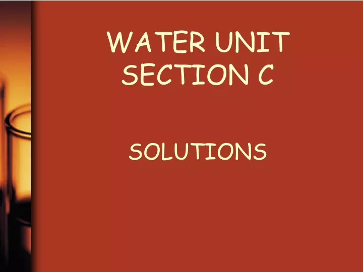 water unit section c