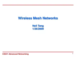 Wireless Mesh Networks Neil Tang 1/26/2009