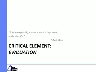 Critical Element: Evaluation