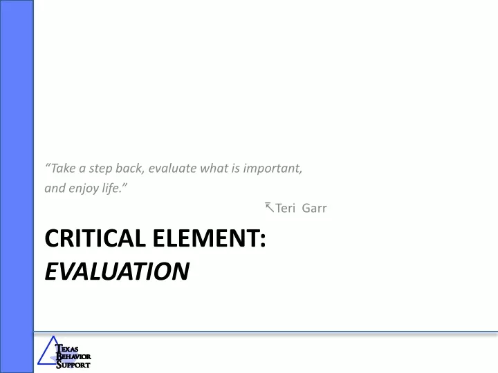 critical element evaluation