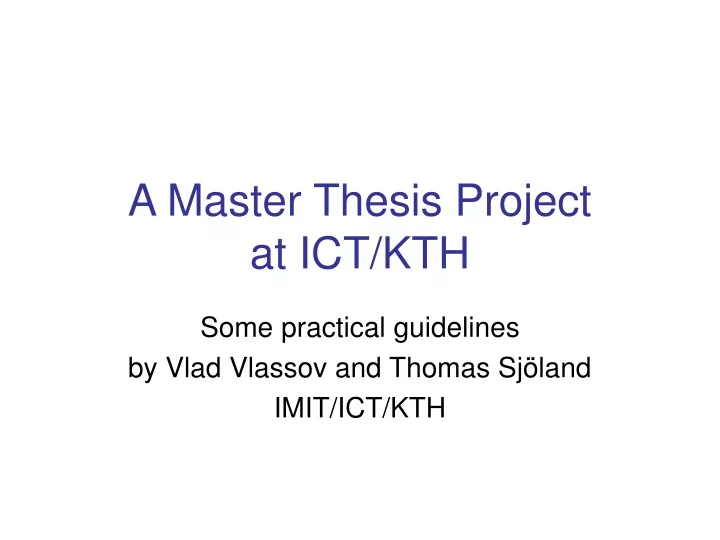 a master thesis project at ict kth