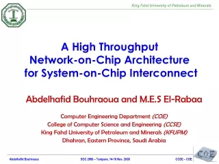 A High Throughput  Network-on-Chip Architecture  for System-on-Chip Interconnect